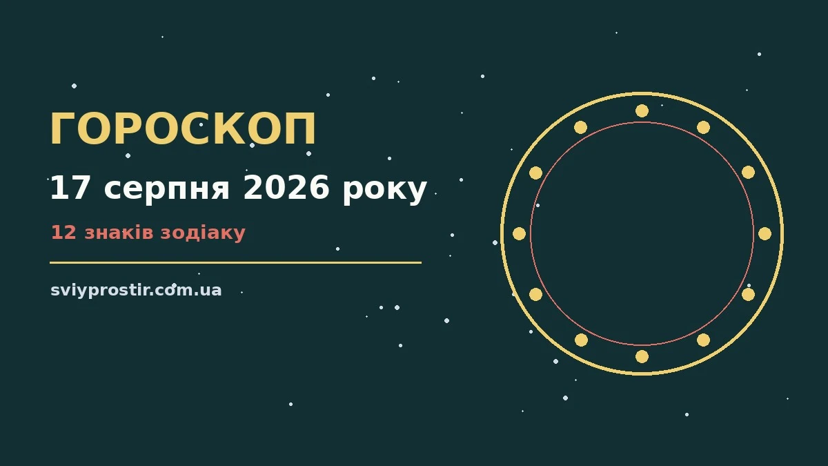 Зоряне небо над міським горизонтом увечері 17 серпня 2026 року